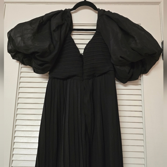 Boohoo - (NWT) Black Pleated Chiffron Puff Sleeve Jumpsuit - Picture 3 of 7